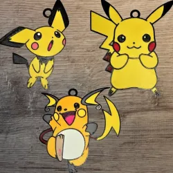 3 Pokemon team Pikachu ornaments