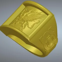 A signet ring griffin  rg01 for 3d-print and cnc