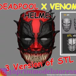 Deadpool x Venom Mask Cosplay Halloween STL File