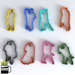 Fondant cookie cutter mold of people dancing tango 3D print model