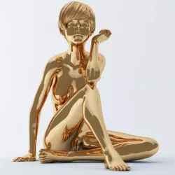Short hair cartoon girl sitting 001