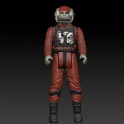 Star Wars .stl B-Wing Pilot .3D action figure .OBJ Kenner style.
