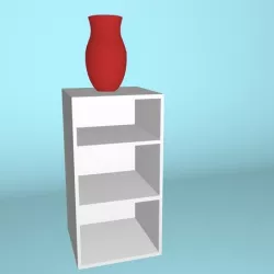 Bookcase with vase