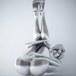 Cartoon girl holding legs