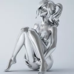 Cartoon girl sitting