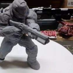 Doomguy posed with shotgun