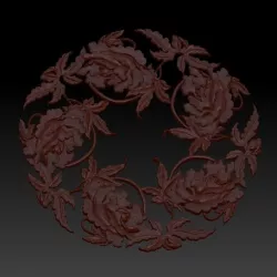 floral pattern 3d model of bas-relief for cnc