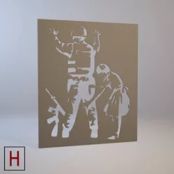 Stencil - Banksy - Girl frisking police