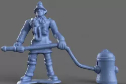 3D Firefighter with Hydrant Toy Miniature 3D model