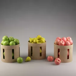 Baskets with fruits 01 3D model
