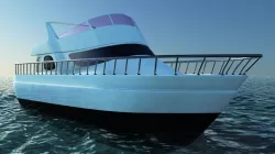 Boat with Ocean  Low-poly  3D model