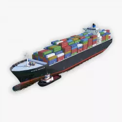 Cargo Ship and Tugboat Low-poly  3D model
