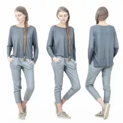 Girl Posing Casual in Grey Outfit Low-poly  3D model