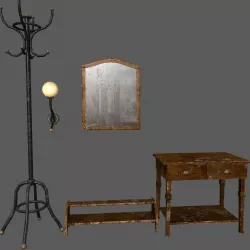 Hallway old furniture pack Low-poly  3D model