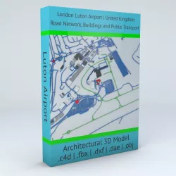 London Luton LTN Airport Roads Buildings and Public Transport 3D model