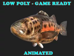Low poly Giant Sea Bass Fish Animated - Game Ready Low-poly  3D model