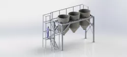 Metal construction with hoppers