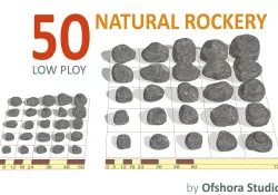 Natural Rockery-Gray Low-poly  3D model
