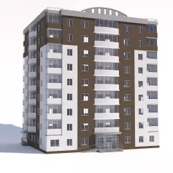 Nine-storey apartment building 3D model
