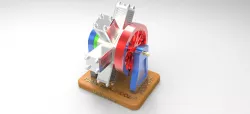 Pneumatic 6 Cylinder Radial Engine 