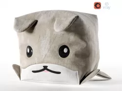 Pouf Dog Cube  Low-poly  3D model
