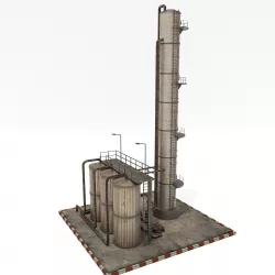 Refinery Unit  Low-poly  3D model