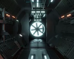 Sci-fi Corridor with monster fan - Spaceship Interior 3D model