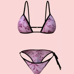 sexy Pink Floral bikini P08 Low-poly  3D model