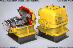 Worm gearbox with differential (+ animation & speed render)