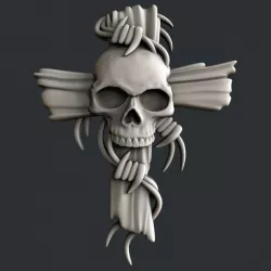 3d models cross with skull