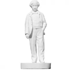 Bursche im Sakko mit der linken Hand in der Hosentasche (Photosculpture)