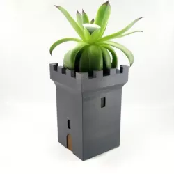 Medieval tower planter with courtyard