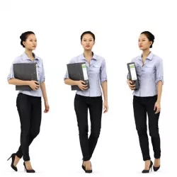 Mei Posed 001 - Standing Office 3D Women holding Binder