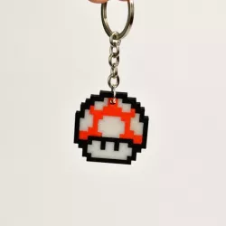 8bit Mario Mushroom Keychain