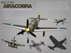 Bell P-39A Airacobra 3d model of WW2 aircraft