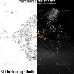 Broken 3D lightbulb