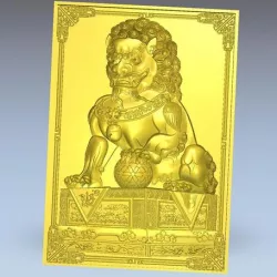 Chinese guardian lions or Foo Dogs 3d model of bas-relief
