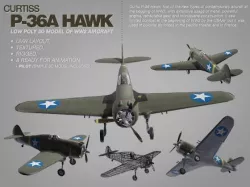 Curtis P-36 Hawk 3ds max model of WW2 aircraft