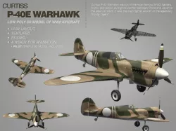 Curtiss P-40E Warhawk 3ds model of WW2 aircraft