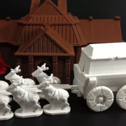 Elk-Drawn Wagon (18mm scale)