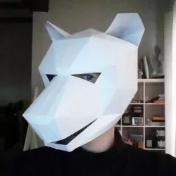 Low poly wolf paper mask