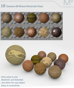 10 C4D Wood Materials Pack