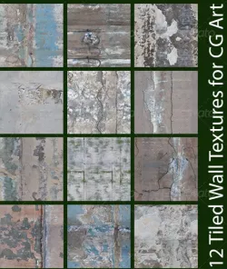 12 Tiled Wall Textures for CG Art