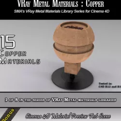 15 VRay Copper Materials Pack for Cinema 4D