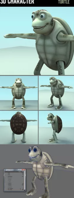 3d character turtle