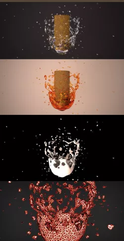 3D Splash Model + Vray RenderSetup and 4 Materials