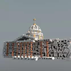 3D Text Building Design Of While House