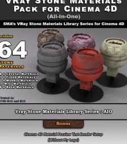 64 VRay Stone Materials Pack (AIO) for Cinema 4D