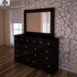 Ashley Shay Dresser & Mirror - 3D model.