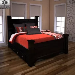Ashley Shay Queen Poster Bed with Storage
